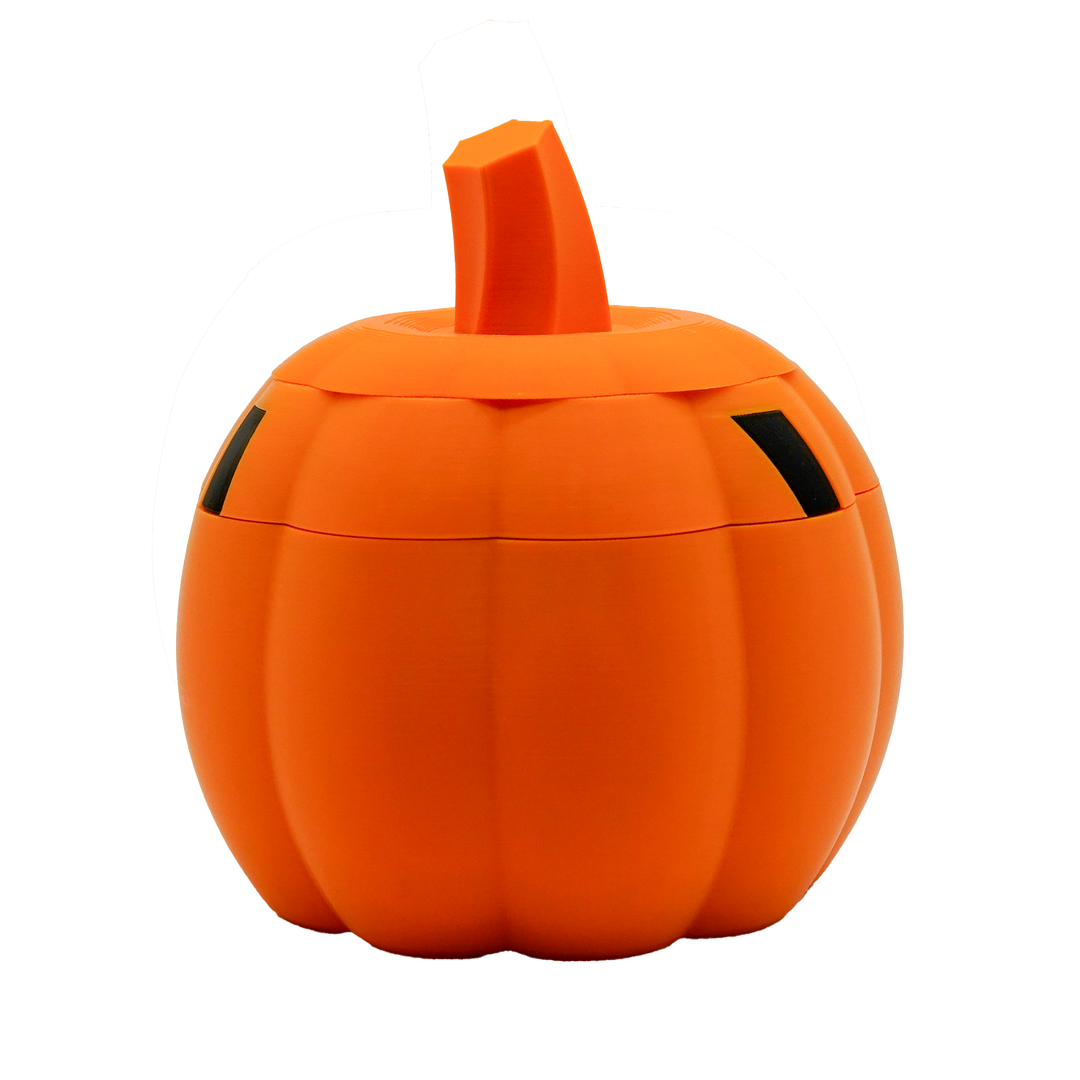 Kürbis-Behälter von hinten in orange.