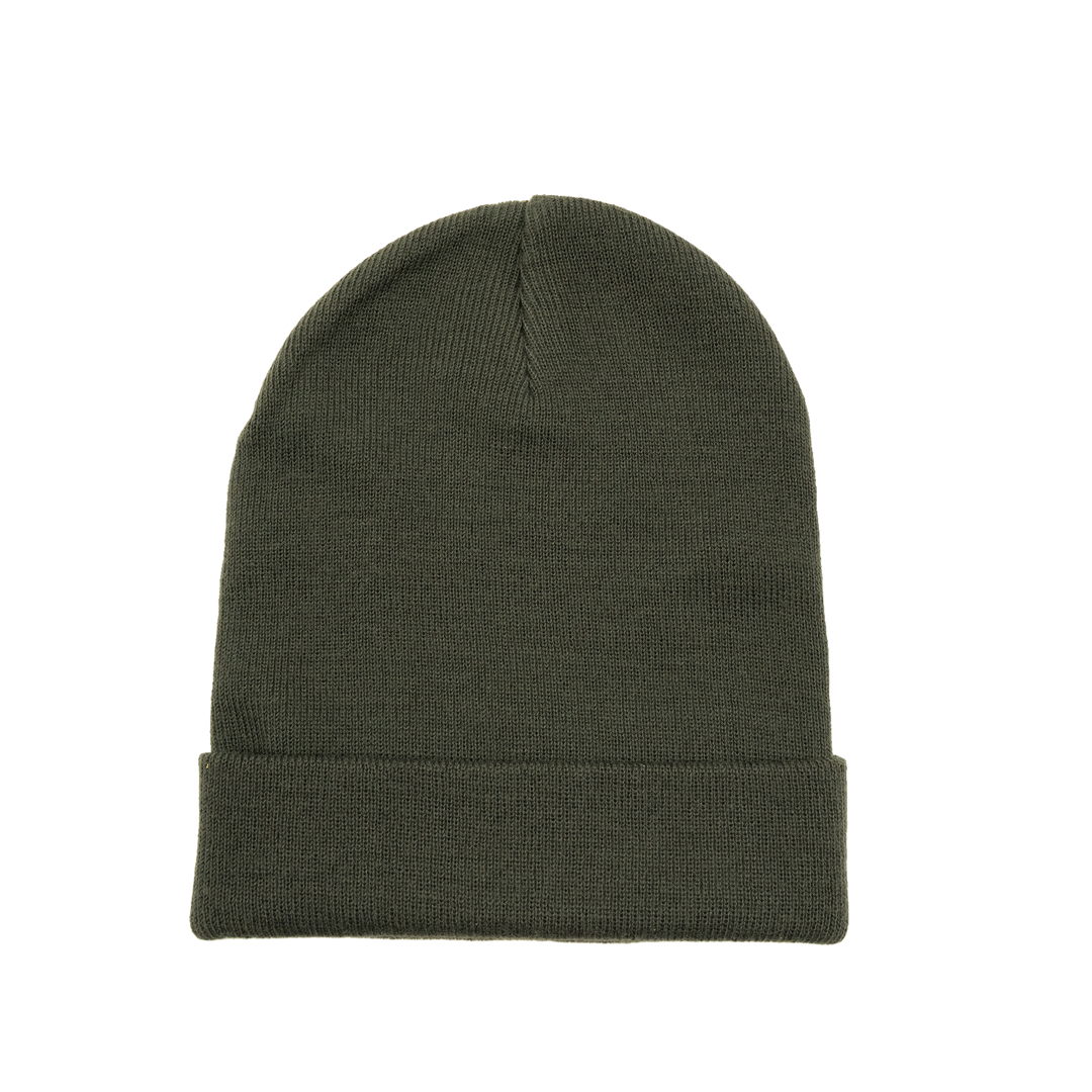 Schlichte dunkelgraue gestrickte Beanie-Mütze mit umgeschlagenem Rand