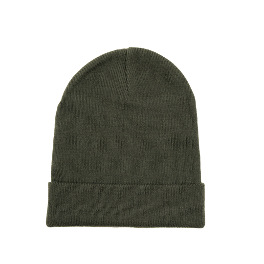 Schlichte dunkelgraue gestrickte Beanie-Mütze mit umgeschlagenem Rand