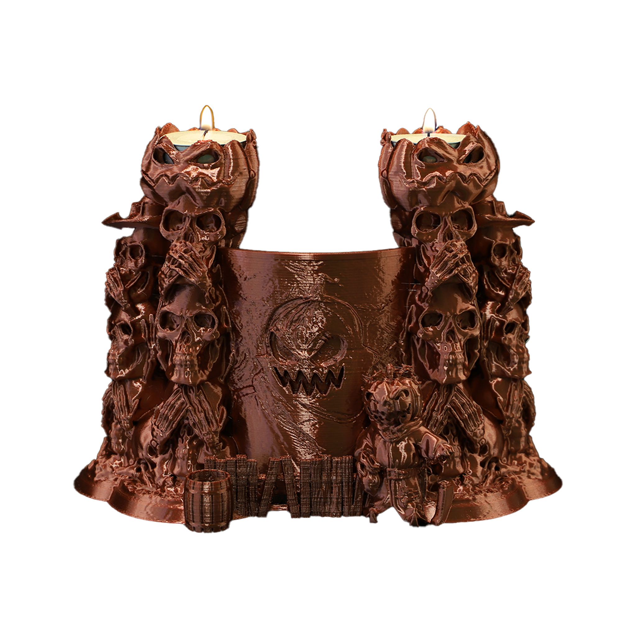 3D-Druck Halloween Lithophanie mit zwei Teelichtern, farbe: bronze